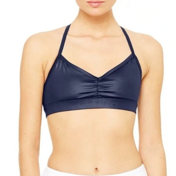Alo Yoga Sunny Strappy Sports Bra Navy Gloss - Picture 7 of 11
